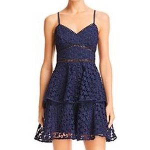 Aqua Navy Lace Tiered Dress, size small